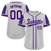 Custom Gray Purple Raglan Sleeves Personalized Authentic Baseball Jersey BSBJ01-D017186
